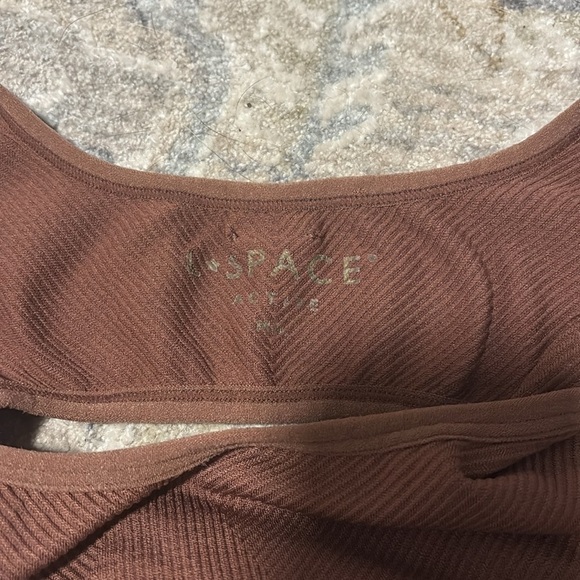 L Space Brown Ribbed Scoopneck Cutout Romper Seamless Brown Bodysuit M/L - Picture 4 of 5